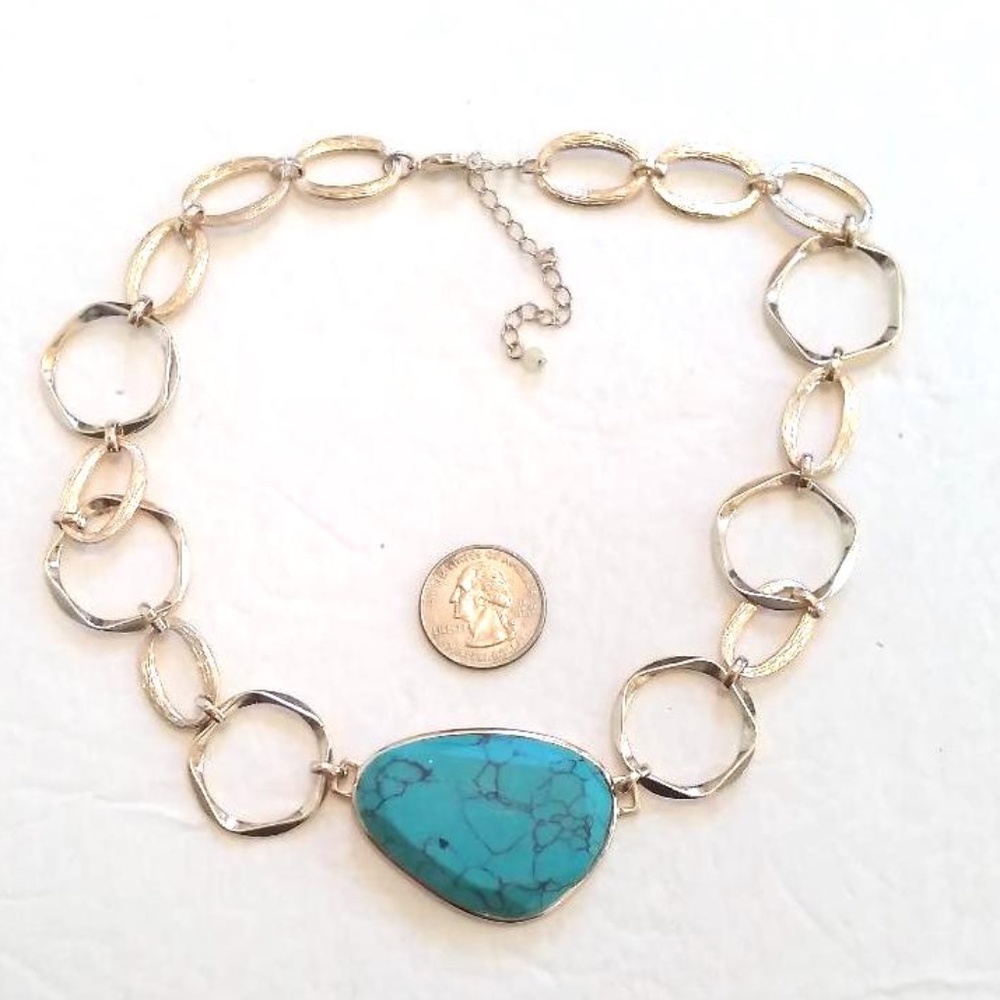Faux turquoise boho circle necklace